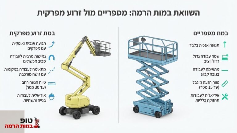 במת הרמה מספריים חשמלית בעבודה על התקנת שלט בחזית חנות בקניון