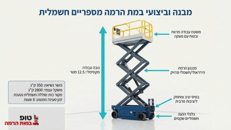 במת הרמה מספריים חשמלית בעבודה בתוך מבנה סגור